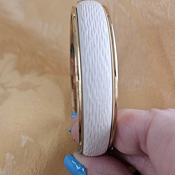 Monet Gold and White Bangle Bracelet - Picture 7 of 7